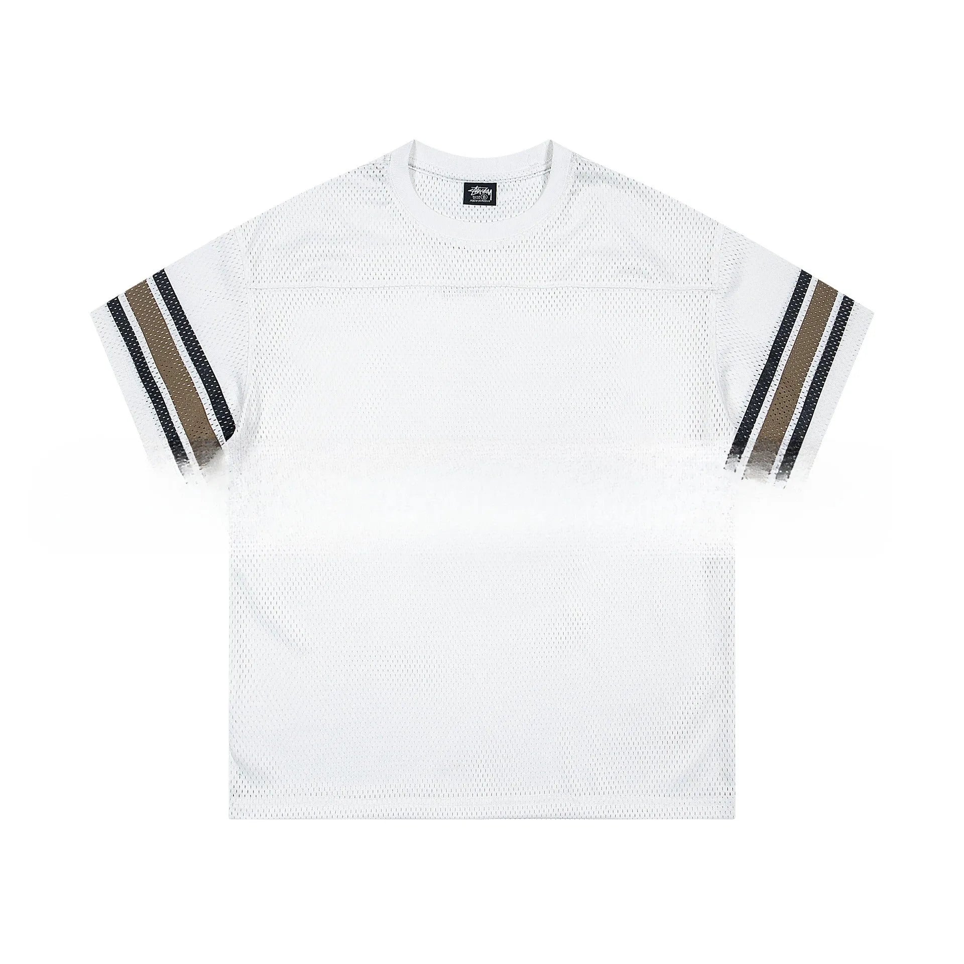 Cotton letter print short sleeve jersey pullover in loose fit, available in black, white, apricot, green, dark blue, khaki, grey