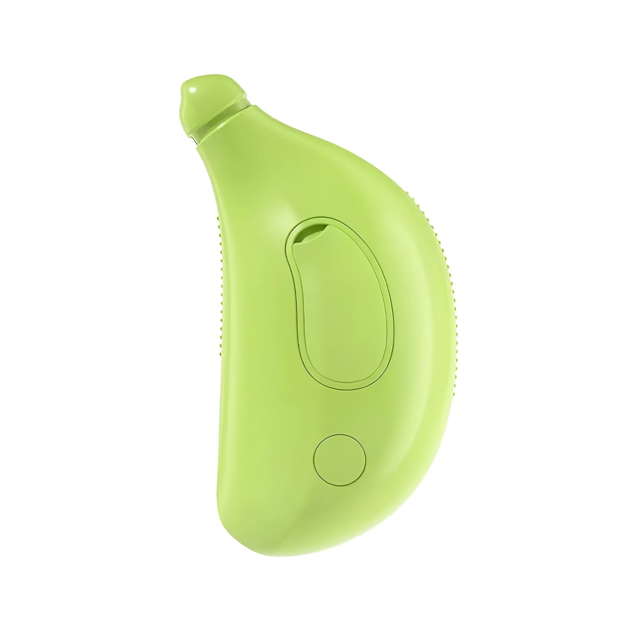 Green rechargeable 3-in-1 cat steam brush with silicone teeth for grooming and massage.