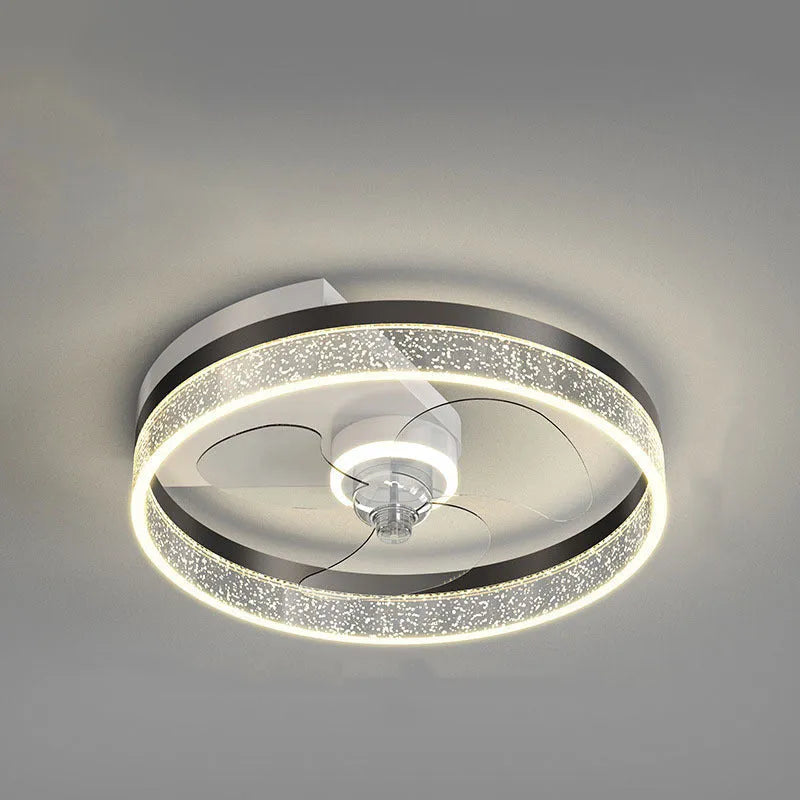 Nordic style white ceiling lamp with integrated fan and light for children's room