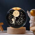 Starry sky luminous crystal ball desktop decoration with wooden base and USB cable