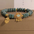Women's natural emerald jade abacus bead bracelet with alloy safety lock clasp