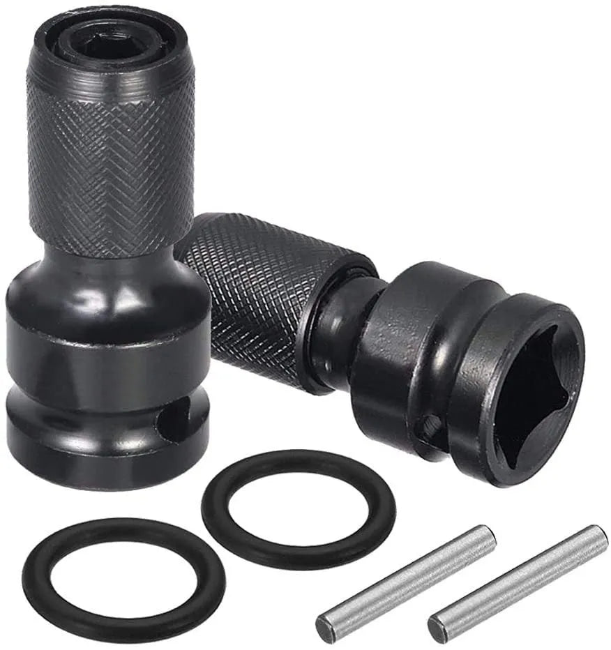 Scaling bit holder with telescopic sleeve for converting between 1/2-inch and 1/4-inch drive sizes