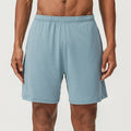 Men's double-layer running shorts in sky green colour with quick-dry fabric and moisture-wicking lining