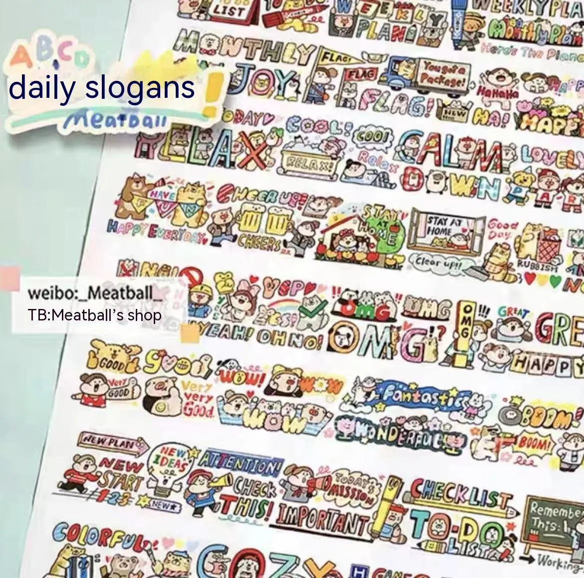 Sheet of cute cartoon character stickers for haemorrhoid tape packaging, printed on Japanese paper.