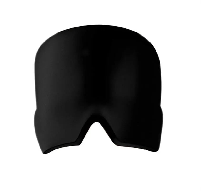 Black elastic gel cold compress eye mask for headache relief with measurements