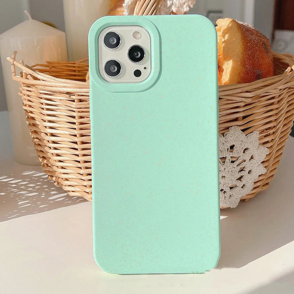 Fully degradable wheat straw fibre iPhone case in various colours for iPhone 14 Pro Max.
