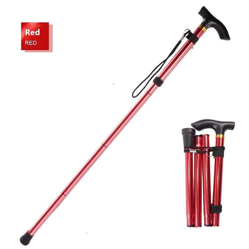 Aluminium alloy folding walking cane extended to show adjustable 85-95cm length