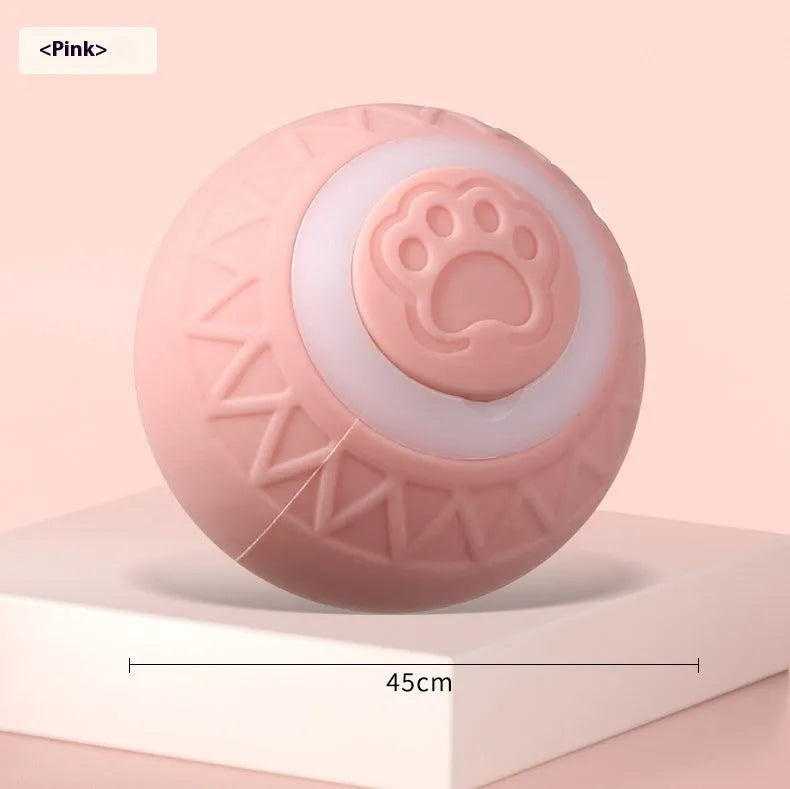 Automatic moving bouncing rolling ball smart cat toy in blue and pink silicone construction