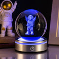 Creative 3D inner carving luminous crystal ball night lamp with colourful gradient and round touch base, 8cm, white crystal