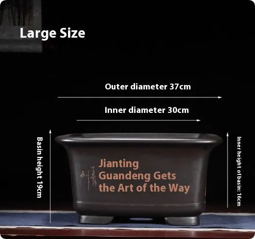 Large purple clay Chinese style flower pot for indoor plants