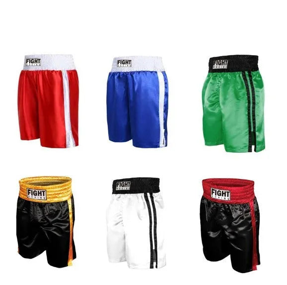 Boxing shorts in multiple colour combinations with contrasting waistband designs for martial arts training
