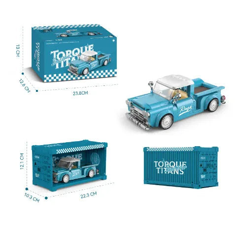 Pipo PB8840 retro pickup truck car model building block kit plastic assembly toy