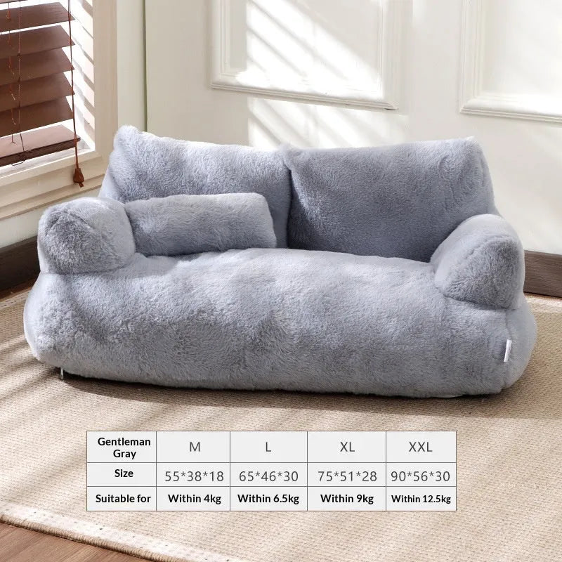 All-season removable washable pet bed in Mousse Coffee colour with soft fabric cover and cushion.