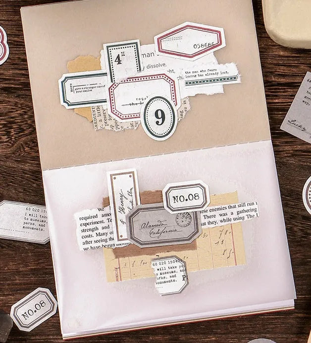 Mini Label Series retro hand account DIY decoration base paper 45 sheets in Kraft box