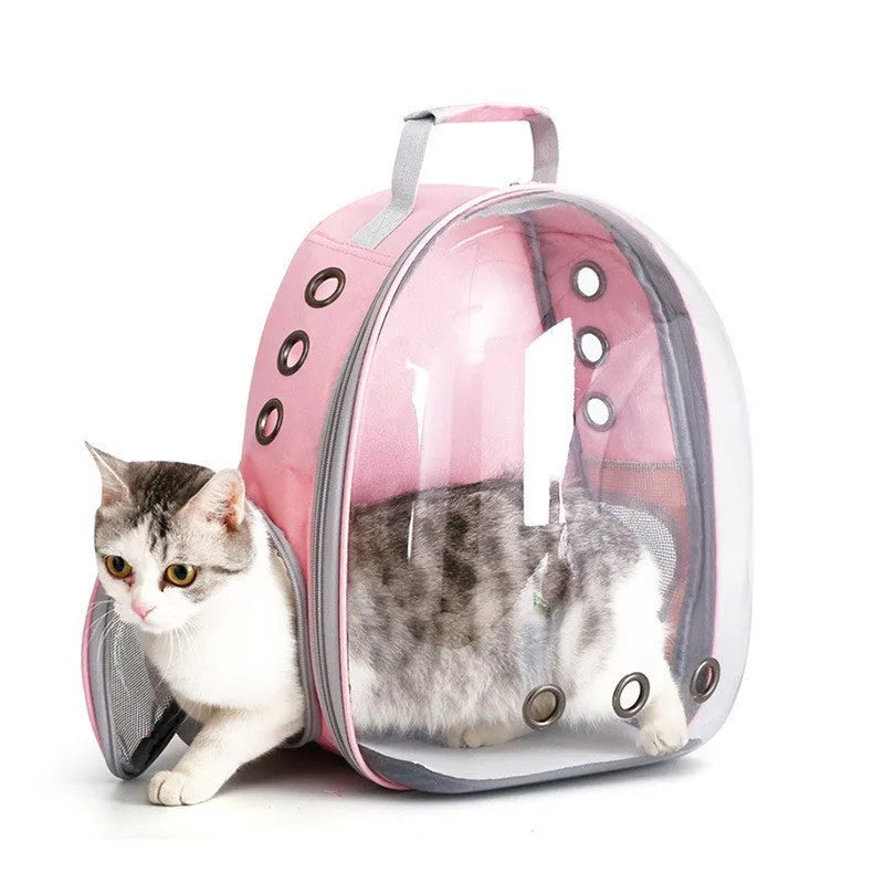 Polycarbonate pet carrier bag with side opening panel in medium capacity for cat transportation