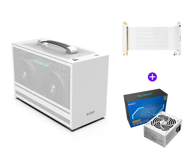 Hummingbird PRO compact ITX desktop PC chassis in titanium grey or white.