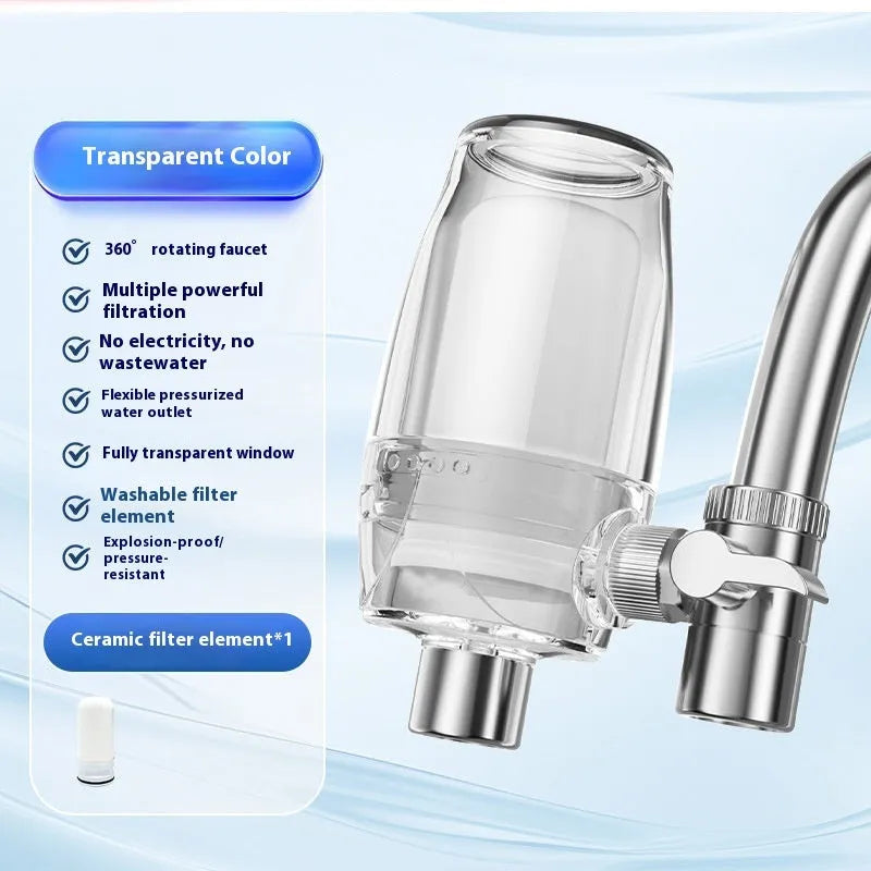 Ceramic water filter element for faucet-mounted water purifier systems.