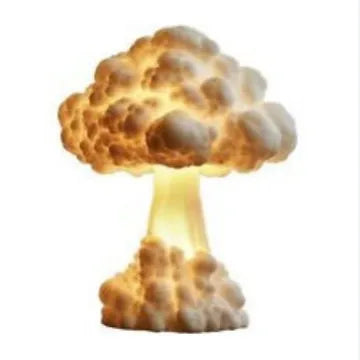 Atomic Bomb mushroom cloud shaped USB table lamp with modern art decorative design on a table.