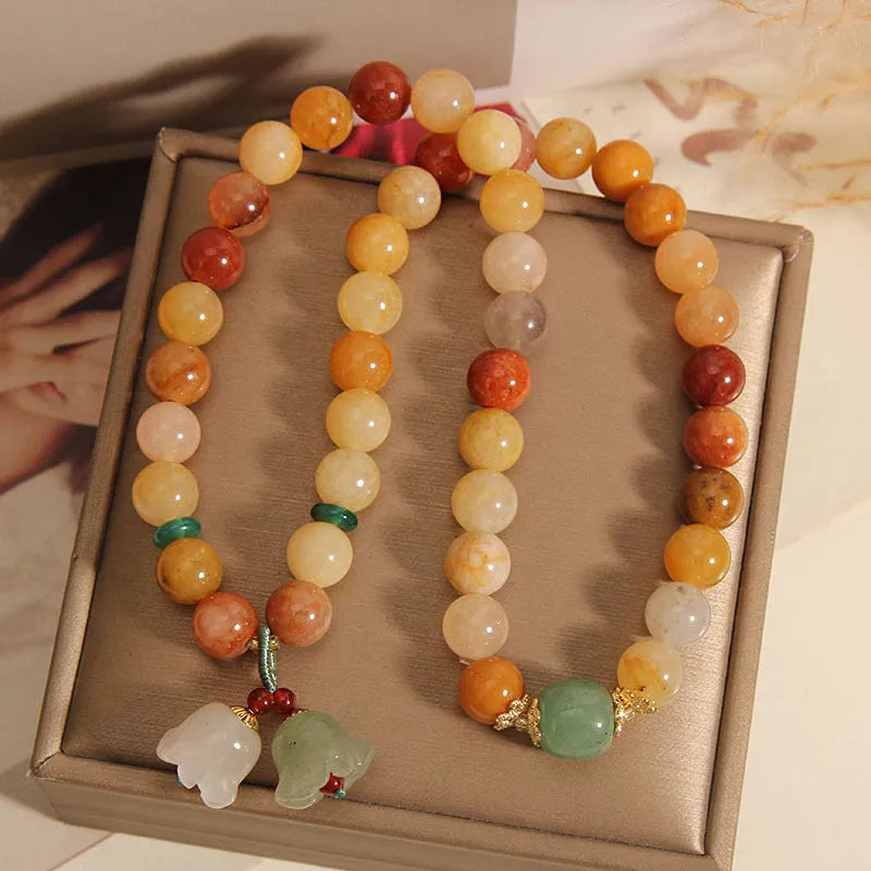 Natural jinsi jade multi-layer women's bracelet with adjustable orchid pendant clasp