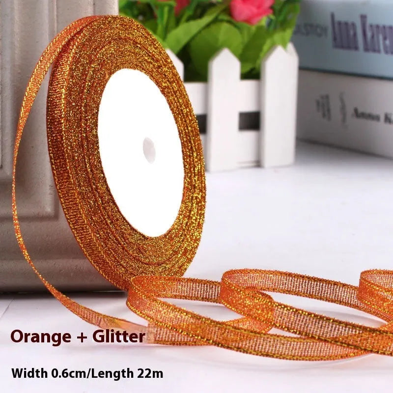 Roll of 0.6cm wide polyester gift ribbon in a choice of colours, with 22 metres per roll.