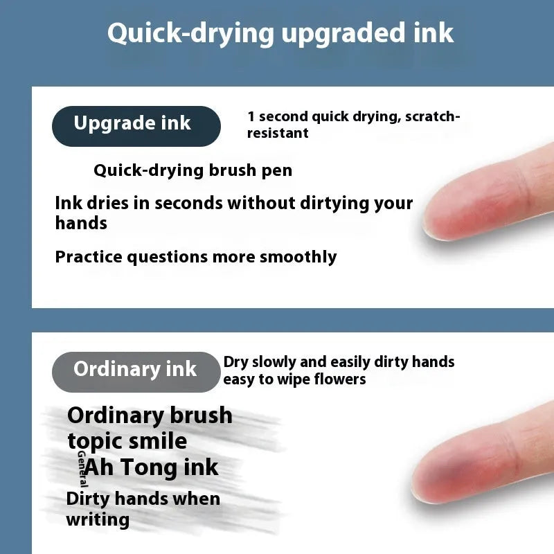 Pack of 10 quick-drying bullet gel pen refills in black, red, blue, and ink blue colours.