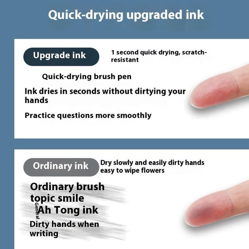 Pack of 10 quick-drying bullet gel pen refills in black, red, blue, and ink blue colours.