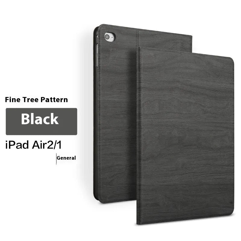 Universal iPad protective cover with sleep bracket in imitation leather, shown in sapphire blue and black colour options