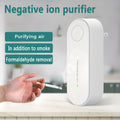 Mini portable air purifier in white with an EU plug, designed for smoke and dust removal