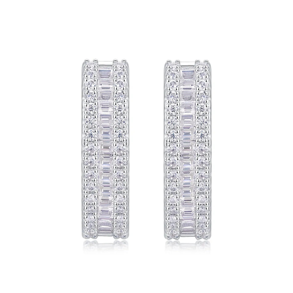 Weaving Light moissanite stud earrings in S925 silver with platinum plating, golden colour, in gift box