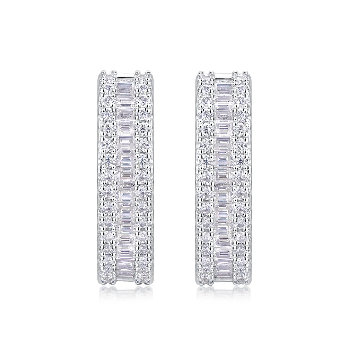 Weaving Light moissanite stud earrings in S925 silver with platinum plating, golden colour, in gift box