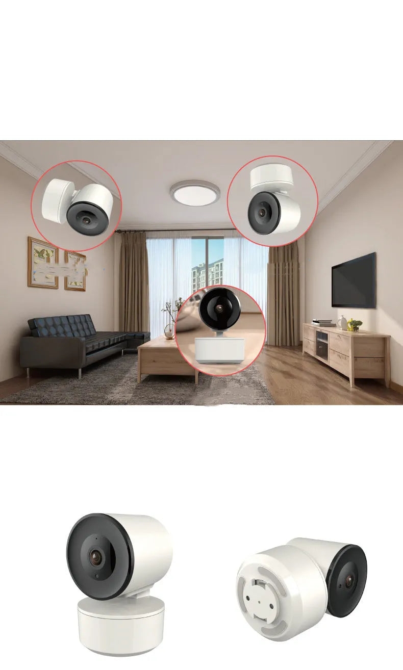 Smart WiFi indoor security camera with 1080p recording and motion tracking features