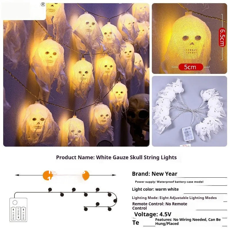 Halloween battery-powered coloured LED fairy lights for indoor wall horror decoration with plastic housing
