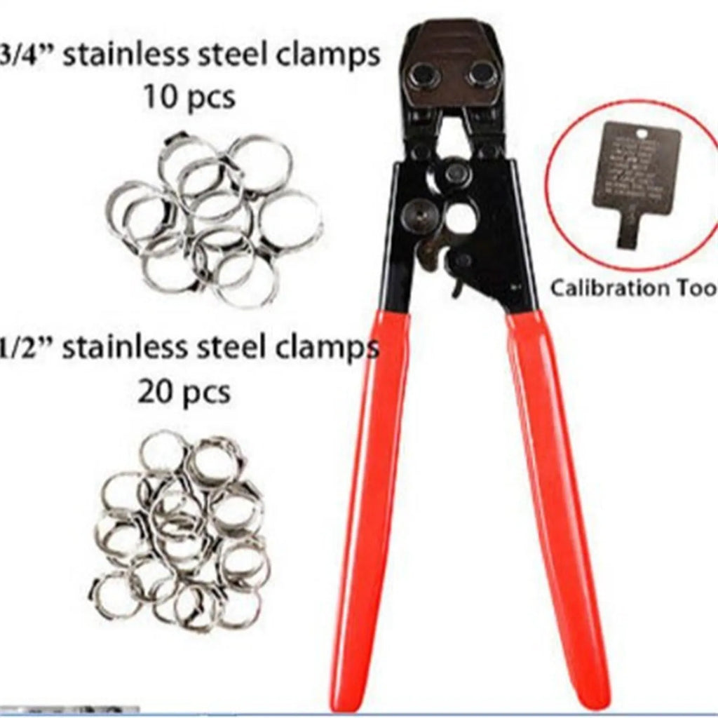 Red cloth finished single ear metal pipe clamp with carbon steel cutting edge.