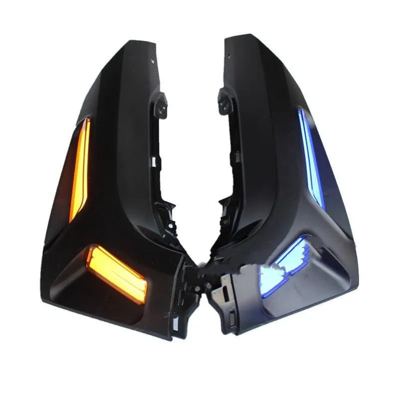 Pair of LED turn signal lights for Yamaha NMAX155 scooter in blue and yellow colour.