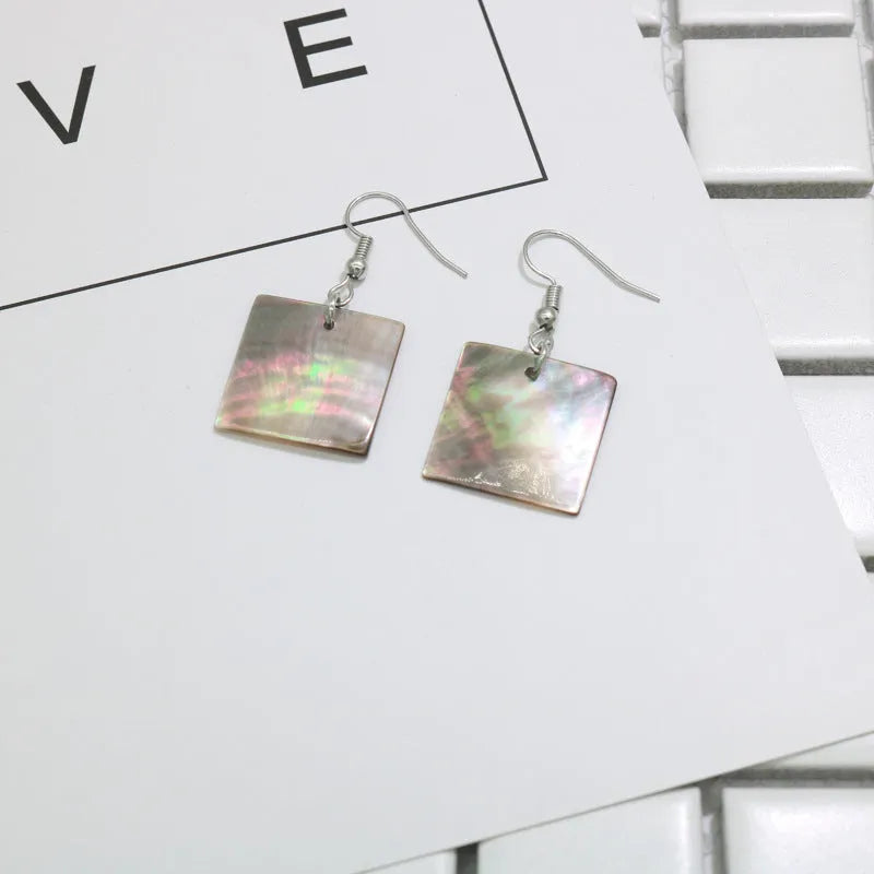 Women's geometric shell earrings in square panther or rectangular retro designs