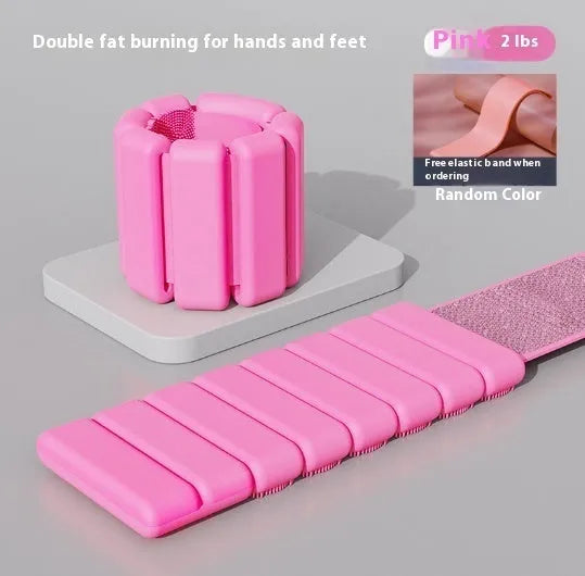 Fitness weight-bearing bracelet with detachable silicone weights and Velcro fastening in multiple colours