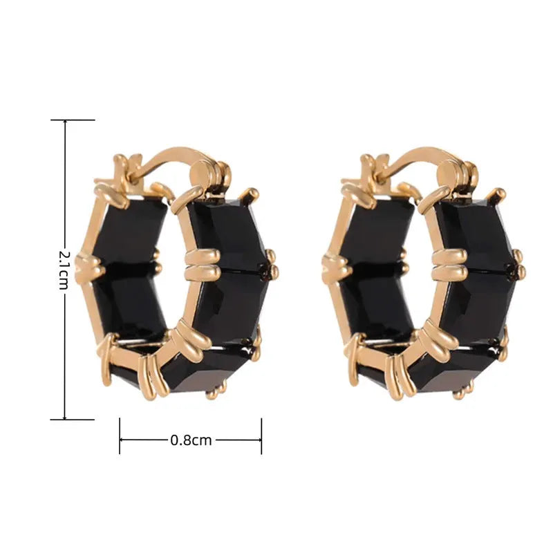 Gold-plated geometric ear ring with U-shaped design and round elements
