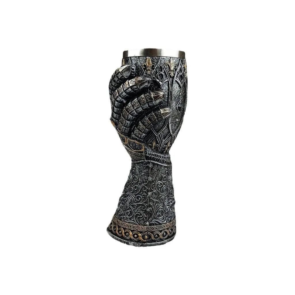 Medieval Knight Goblet wine glass with wrist splint cup in stainless steel and resin retro style