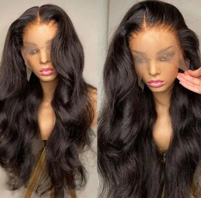 Front lace wig with long curly gradient colour hair and side bangs