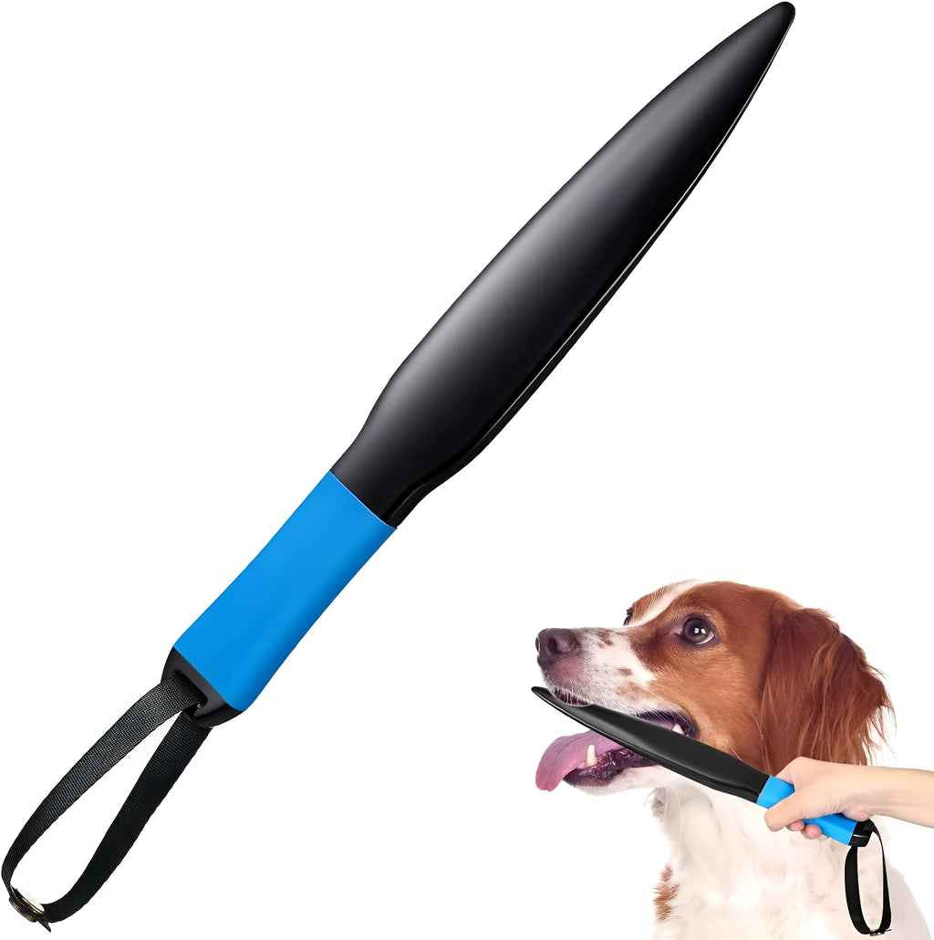 Blue and black nylon dog training break stick measuring 35cm long.
