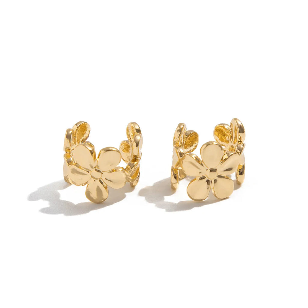 Gold electroplated women's earrings with starfish and scallop shell designs