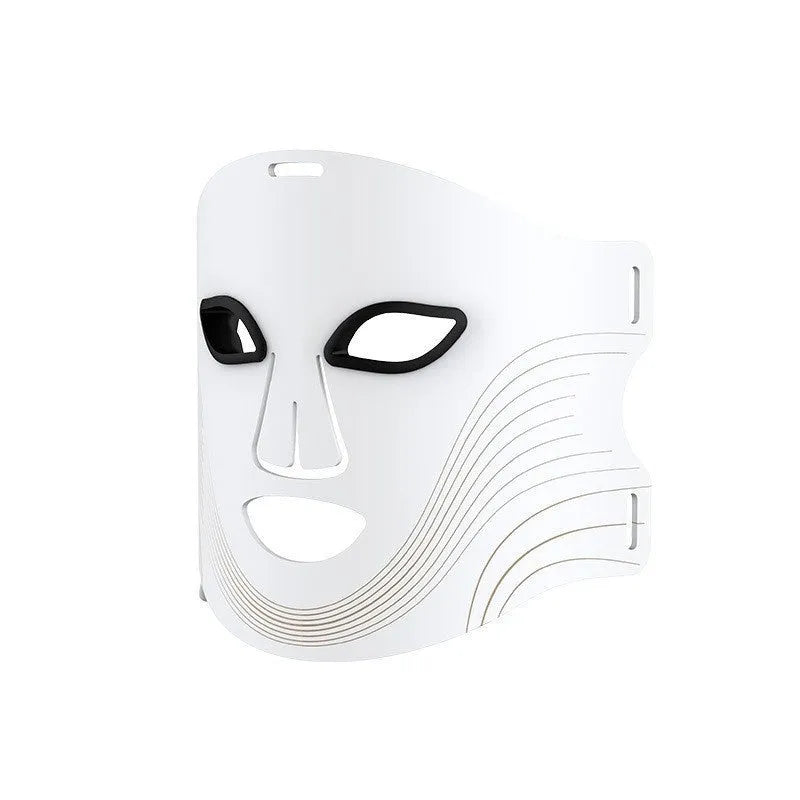 Black four-colour LED photon skincare mask for neck and face light therapy treatment.