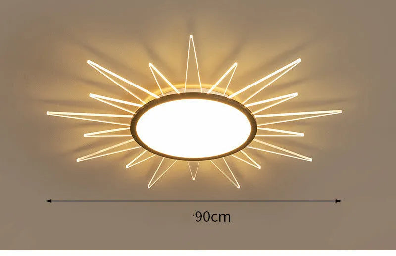 Modern round aluminium LED ceiling lamp with remote control for dimming, available in four sizes
