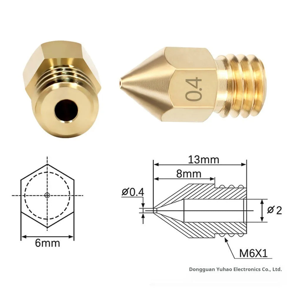 MK8 brass nozzle and stainless steel cleaning pin kit for Ender 3 3D printers