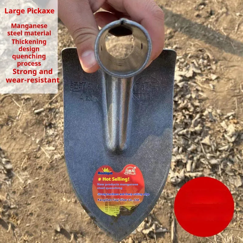 Agricultural pointed hoe with a steel ripper plough tip and a flat hoe profile.
