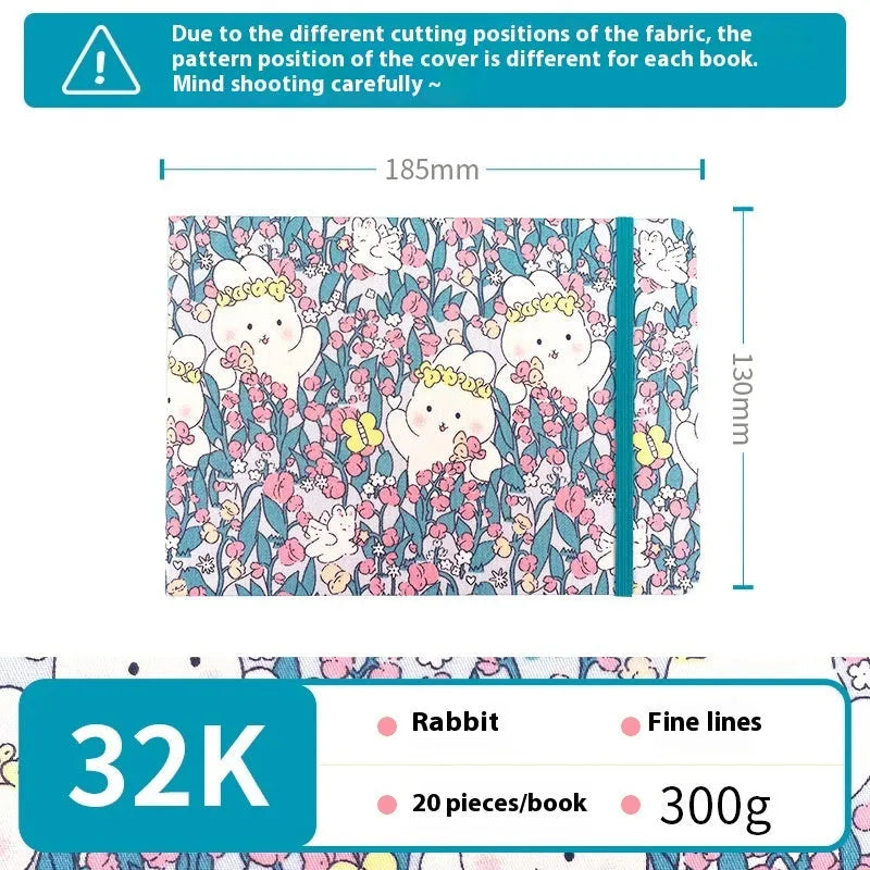 Feiluniao handmade fabric watercolour notebook in 185mm portable size, showing artistic cover design.