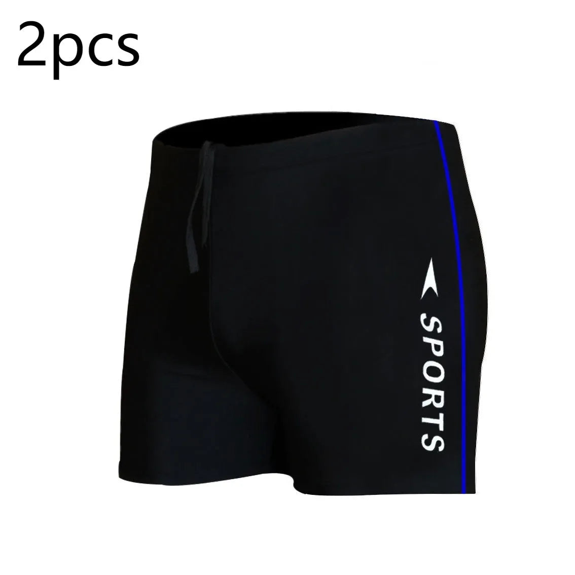 Anti-embarrassment boxers swimsuit for men plus size L XL dark blue polyester polypropylene hot spring swimming trunks