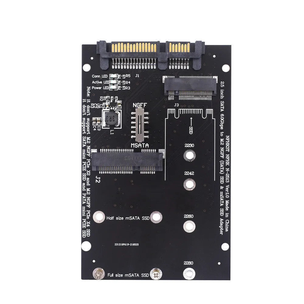 SATA3 to M.2 NGFF MSATA SSD conversion adapter card in black and blue colour options
