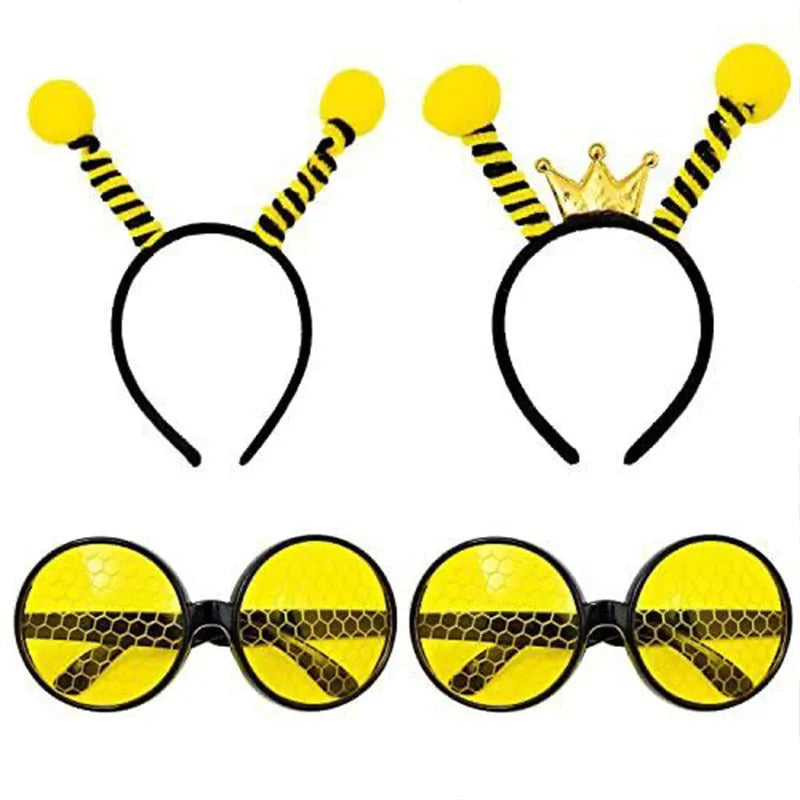 Kids bees party dress up set with headband and glasses in four colour variations