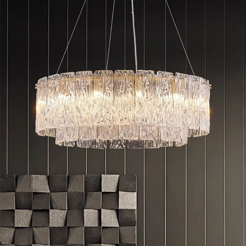 Italian light luxury glass chandelier lamp round 45cm for living room bedroom home